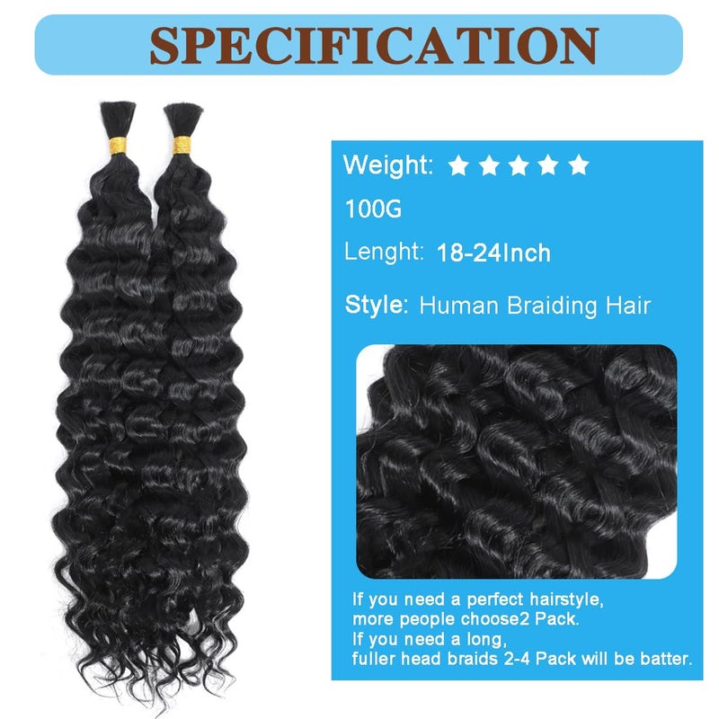 Vitality Human Braiding Hair for Boho Braids 24 Inch Italian Curly Bulk Human Hair 100% Unprocessed Brazilian Virgin Hair for Braiding Bohemian No Weft 2 Bundles/Pack Natural Color - Image 3
